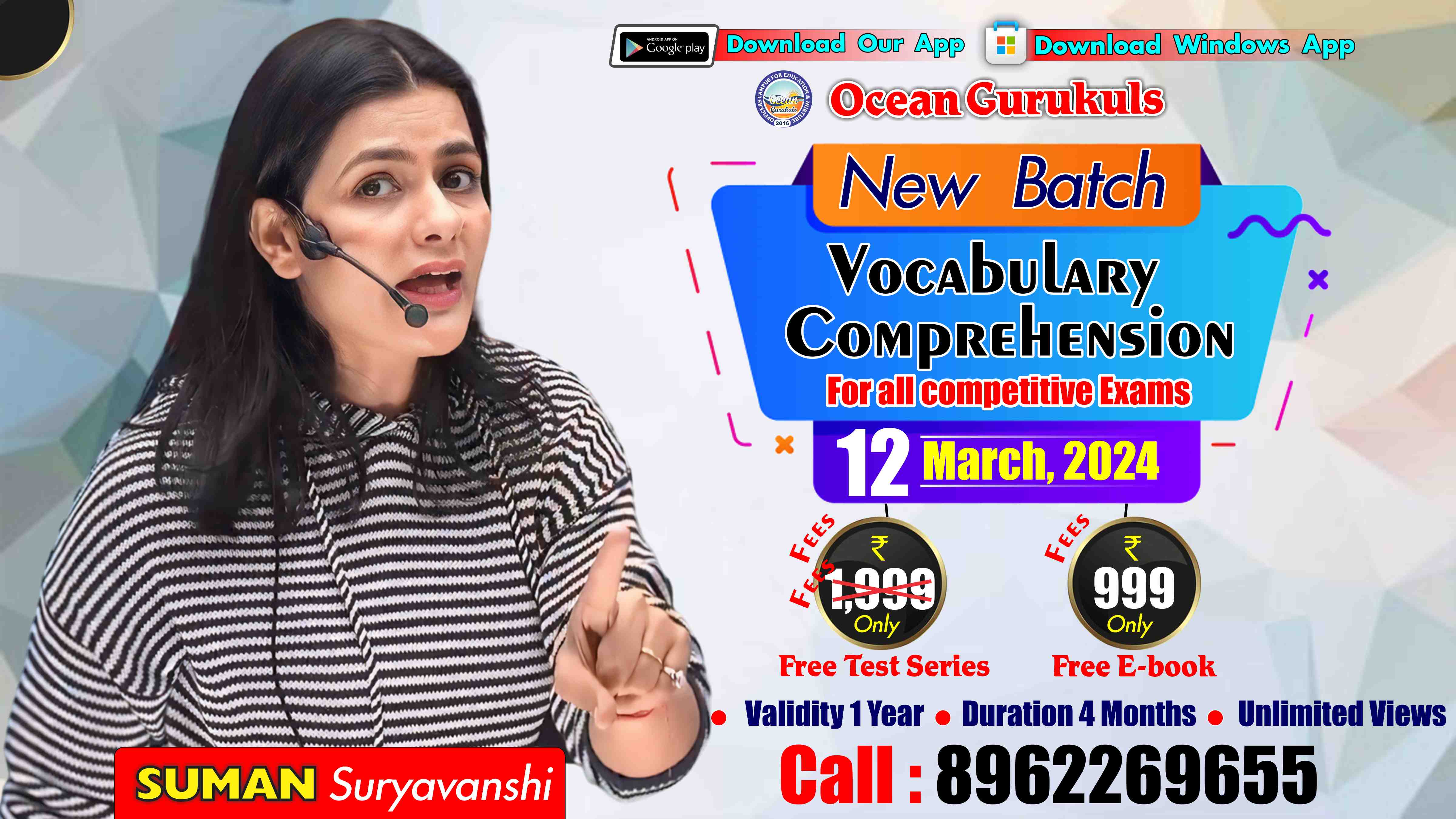 Vocabulary And Comprehension Pdfs, Test Series, E Book With Video Solution ( FROM 12th March )