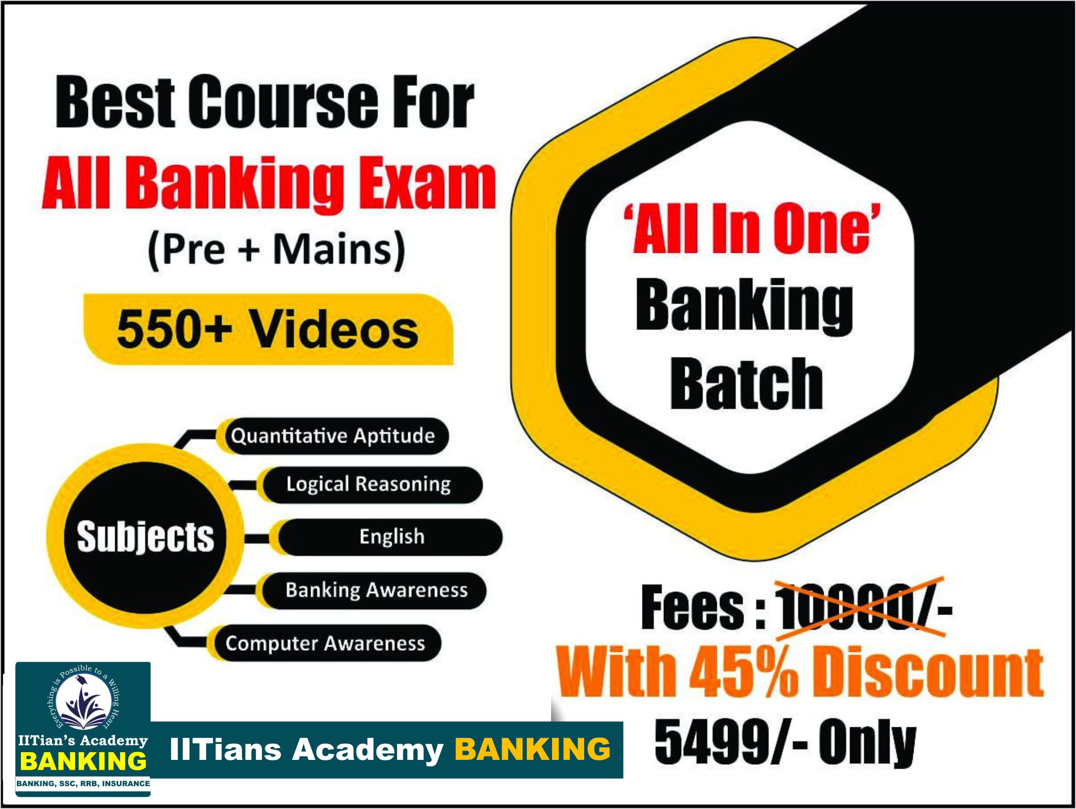 ALL IN ONE Complete Course For Banking Exams  (Clerk to SBI PO )