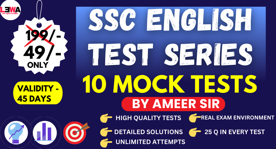 SSC EXAMS (CGL MTS GD CHSL CPO STENO) ENGLISH TEST SERIES