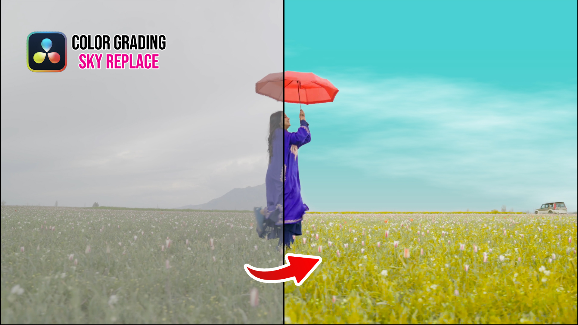 Davinci Resolve Studio Color Grading & Sky Replacement Fastest || DK ARNIYA