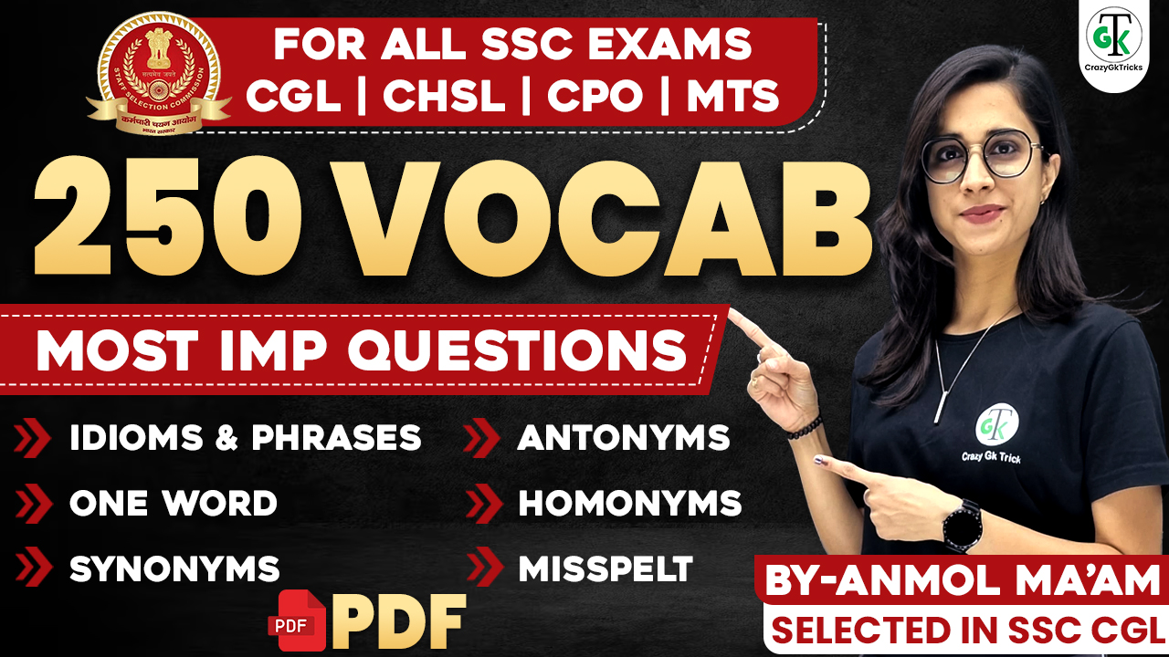 Important Vocabulary for SSC Exams 2024